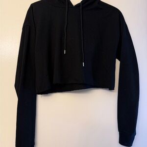 Forever 21 Black Cropped Hoodie - Women's Drawstring Pullover